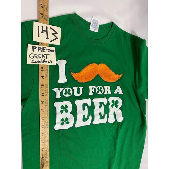 I Mustache You For A Beer T-Shirt Green M Funny Irish Shamrock St Patrick’s Day - Picture 4 of 7